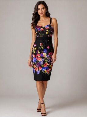 Milly Bustier Floral Dress with Strap